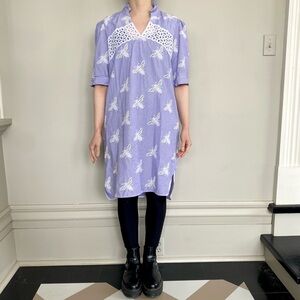 NWT Sandro Soleil striped embroidered bee-motif dress. 💜